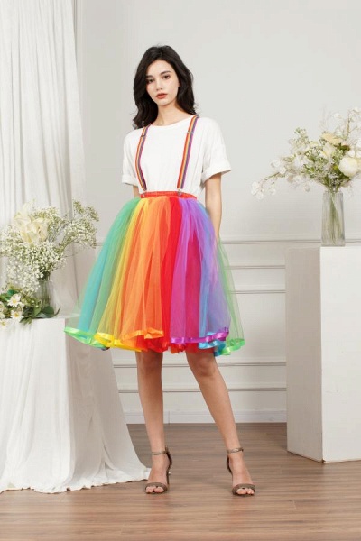 Rainbow Tutu Skirt Layered Tulle Skirt Girls Colorful Costumes Tutu Womens_7