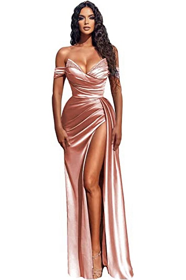 Sexy Sheath Off-the-shoulder Deep V-neck Sequins Ruffles Prom Dress With Slit_4