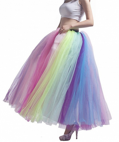 Rainbow ballet skirt Ankle Length tulle skirt girl colorful Halloween clothing ballet Dress_15