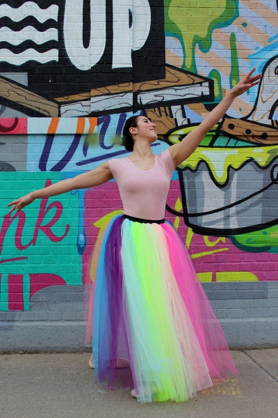 Rainbow ballet skirt Ankle Length tulle skirt girl colorful Halloween clothing ballet Dress_14