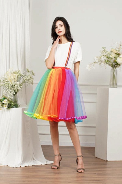 Rainbow Tutu Skirt Layered Tulle Skirt Girls Colorful Costumes Tutu Womens_2