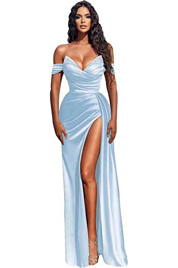Sexy Sheath Off-the-shoulder Deep V-neck Sequins Ruffles Prom Dress With Slit_16