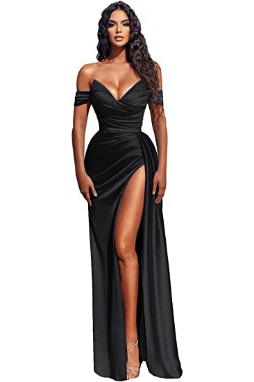 Sexy Sheath Off-the-shoulder Deep V-neck Sequins Ruffles Prom Dress With Slit_20