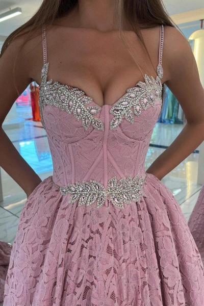 Stunning Long A-line Sweetheart Beadings Lace Prom Dresses_2
