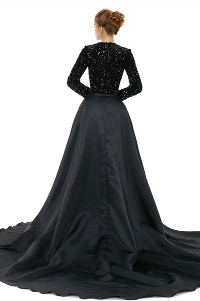Elegant Long Sleeve Mermaid Sequins Prom Dress with Overskirt_2