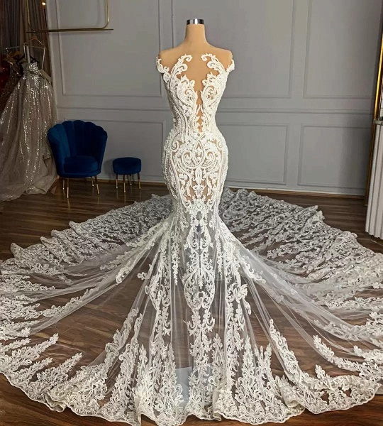 Hochzeitskleider Meerjungfrau Spitze | Brautkleider Günstig Online_1
