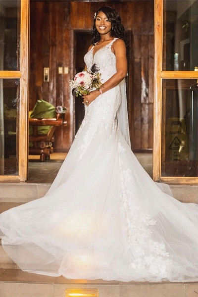 Elegantes A-Linien-Hochzeitskleid aus Tüll mit herzförmigen Trägern und Kapellenschleppe_4