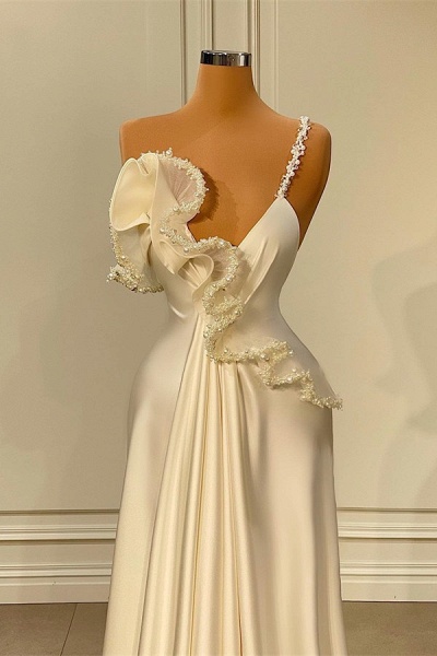 Charming Long A-line Asymmetrical Satin Prom Dress with Ruffles_2