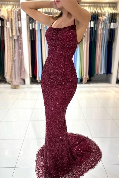 Sexy Long Mermaid Strapless Sequined Backless Prom Dress_3