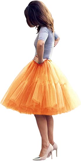 Women Princess Tutu Tulle Midi Knee Length Skirt Underskirt_10