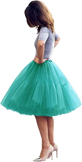 Women Princess Tutu Tulle Midi Knee Length Skirt Underskirt_17