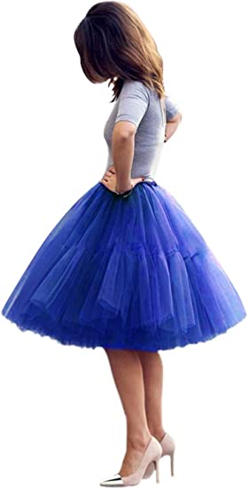 Women Princess Tutu Tulle Midi Knee Length Skirt Underskirt_13
