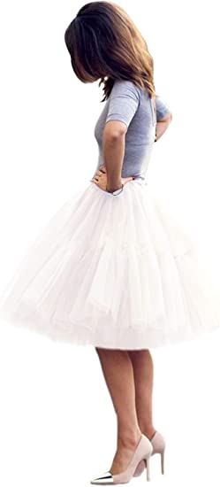 Women Princess Tutu Tulle Midi Knee Length Skirt Underskirt_1