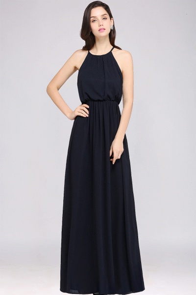 CHEYENNE | A-line Floor-length Chiffon Navy Blue Simple Prom Dress_11