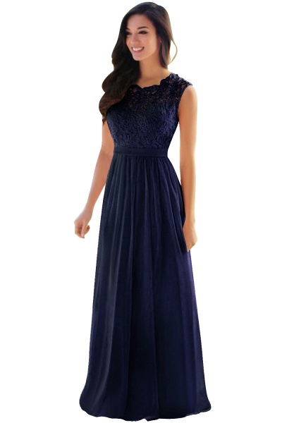 Sheath Crew Sleeveless Floor-length Lace Top Chiffon Bridesmaid Dresses_14