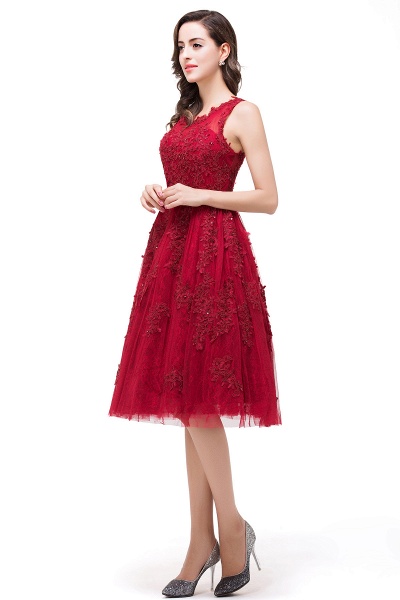 DANA | A-Line Knee-Length Red Lace Tull Prom Dresses with sequins_5