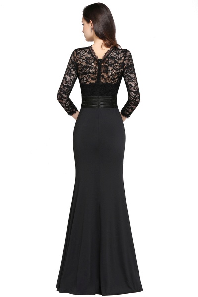 ARIANNA | Sheath High Neck Black Elegant Evening Dresses with Lace_7