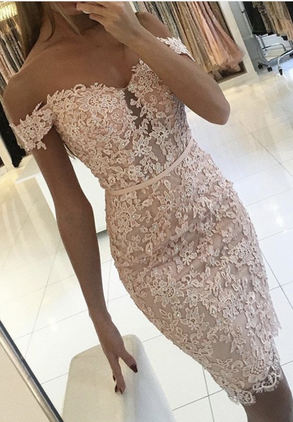 Short Sheath Off-the-Shoulder Lace Prom Dress_2