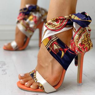 Women's Lace-up Slingbacks Cloth Stiletto Heel Sandals_3