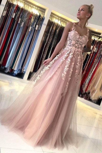 Gorgeous Long A-line Open Back Lace Prom Dress_1