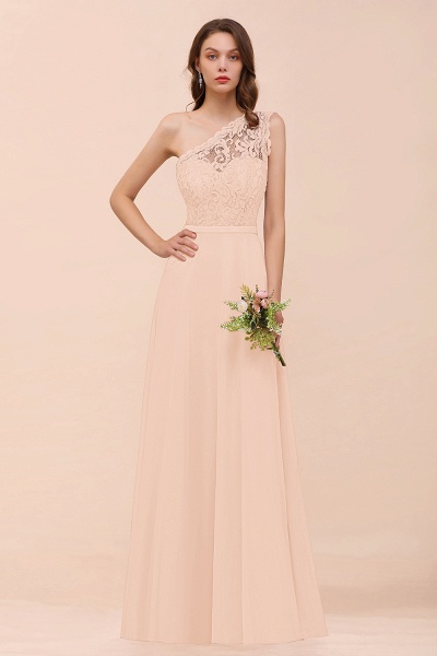 Classy One Shoulder Appliques Lace Floor-length A-Line Chiffon Bridesmaid Dress_5