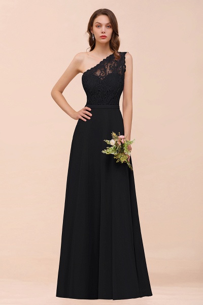 Classy One Shoulder Appliques Lace Floor-length A-Line Chiffon ...