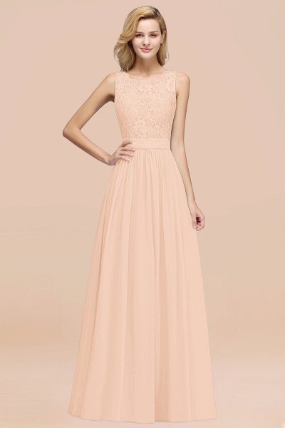 BM0834 Chiffon A-Line Lace Scalloped Sleeveless Long Ruffles Bridesmaid Dress_5