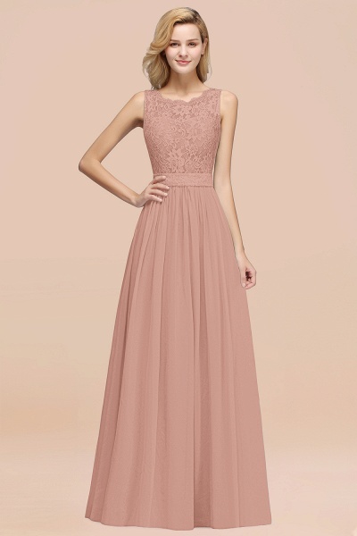 BM0834 Chiffon A-Line Lace Scalloped Sleeveless Long Ruffles Bridesmaid Dress_6