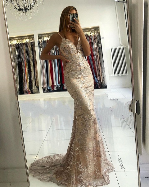 Elegant Sweetheart Spaghetti Straps Appliques Lace Floor-length Mermaid Prom Dress_2