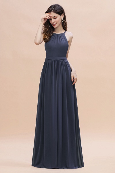 Elegant Sleeveles Halter Soft Chiffon A-Line Floor-length Bridesmaid Dress_4