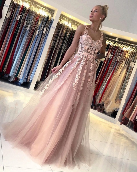 Gorgeous Long A-line Open Back Lace Prom Dress_2