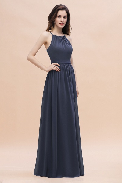 Elegant Sleeveles Halter Soft Chiffon A-Line Floor-length Bridesmaid Dress_6