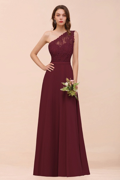 Classy One Shoulder Appliques Lace Floor-length A-Line Chiffon Bridesmaid Dress_10