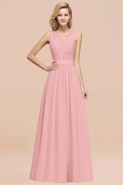 BM0834 Chiffon A-Line Lace Scalloped Sleeveless Long Ruffles Bridesmaid Dress_4