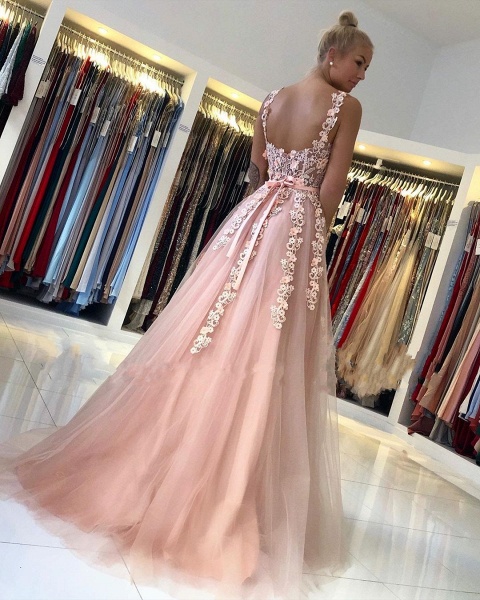 Gorgeous Long A-line Open Back Lace Prom Dress_3