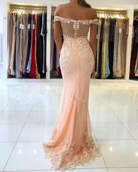 Luxury Long Mermaid Off-the-shoulder Glitter Prom Dress with Lace_3