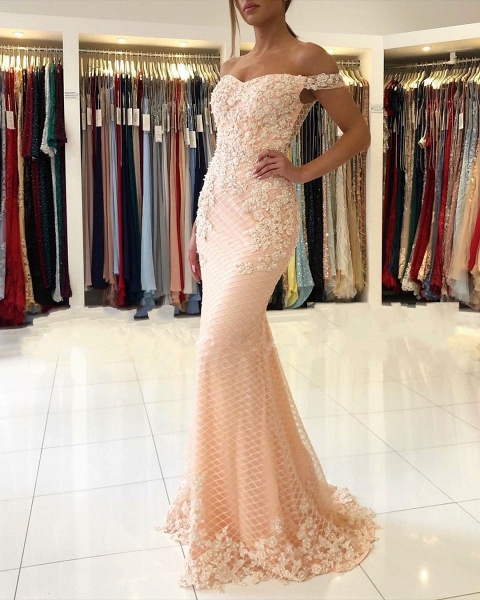 Luxury Long Mermaid Off-the-shoulder Glitter Prom Dress with Lace_2