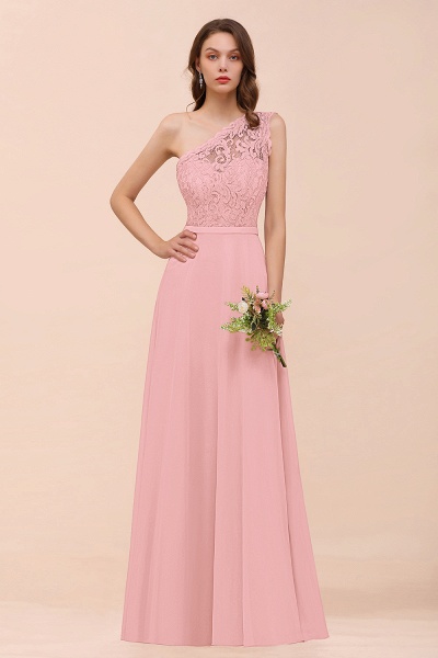 Classy One Shoulder Appliques Lace Floor-length A-Line Chiffon Bridesmaid Dress_4