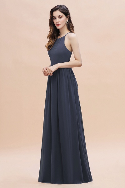Elegant Sleeveles Halter Soft Chiffon A-Line Floor-length Bridesmaid Dress_5