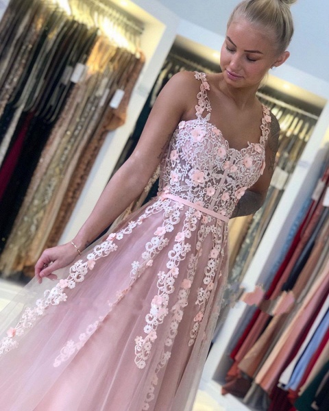 Gorgeous Long A-line Open Back Lace Prom Dress_5