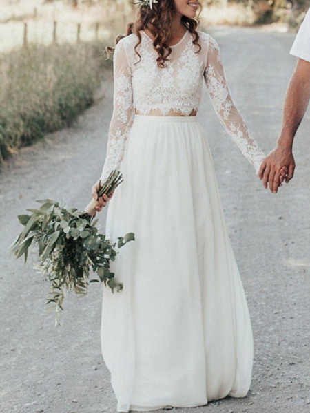 Aline Wedding Simple Long Sleeve Wedding Dresses 2021 | Cocosbride