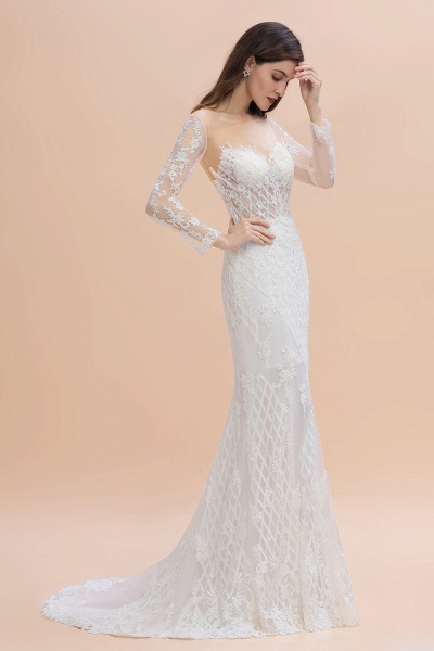 Mermaid Lace Long Sleeve Wedding Dresses With Detachable Train_4