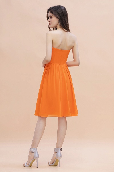 Orange Sequins A-Line Strapless Knee-length Chiffon Bridesmaid Dress_3