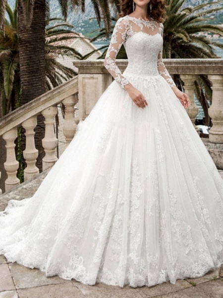 Aline White Long Sleeve Mermaid Wedding Dress With Train | Cocosbride