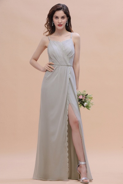 Stylish Spaghetti Straps A-Line Floor-length Bridesmaid Dress With Side Slit_1