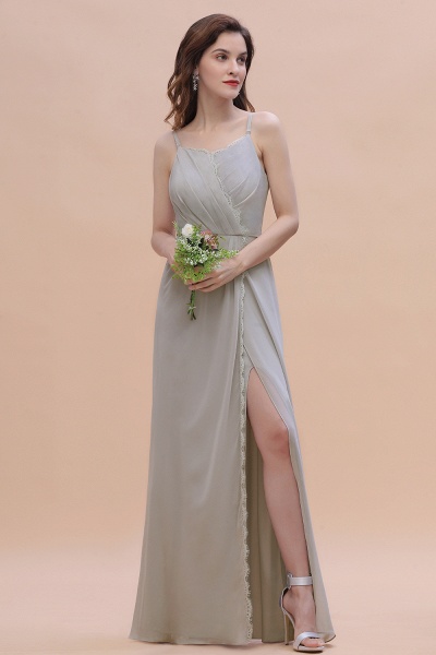 Stylish Spaghetti Straps A-Line Floor-length Bridesmaid Dress With Side Slit_4