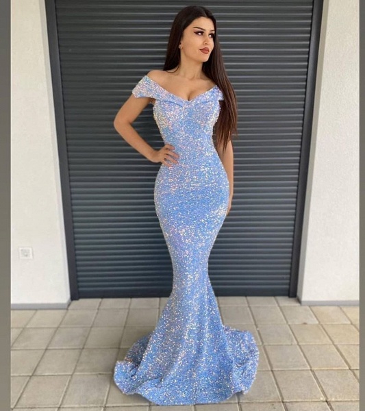 Luxury Off-the-Shoulder Sweetheart Sequins Floor-length Mermaid Prom Dress_2
