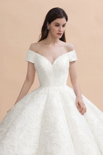 Gorgeous Backless Off-the-shoulder Ball Gown Wedding Dresses_4