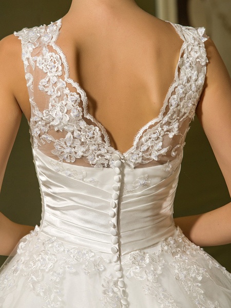 A-Linie Brautkleider Stehkragen Knöchellang Spitze über Tüll Regelmäßige Träger Vintage Kleines Weißes Kleid Illusionsdetail_8