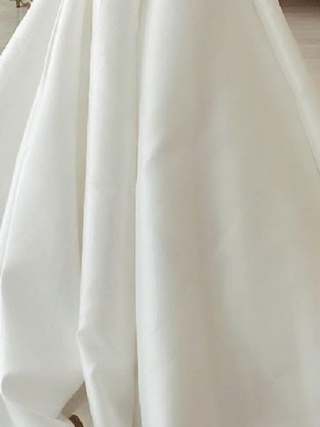 A-Line Wedding Dresses Strapless Sweep \ Brush Train Stretch Satin Sleeveless Country Plus Size_3